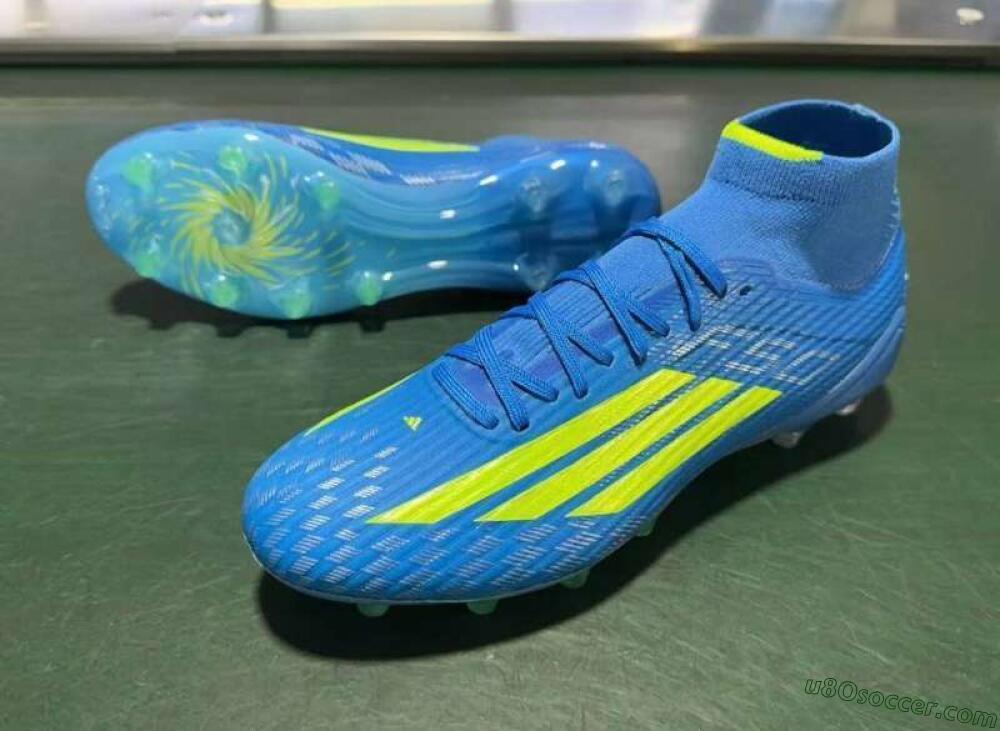 Adidas F50 Elite Mid FG Firm Ground Soccer Cleats - Blue/Vibrant Blue/Electric Green