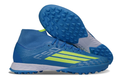 Adidas F50 Elite Mid TF Artificial Turf Soccer Shoes - Blue/Electric Yellow/Cyan