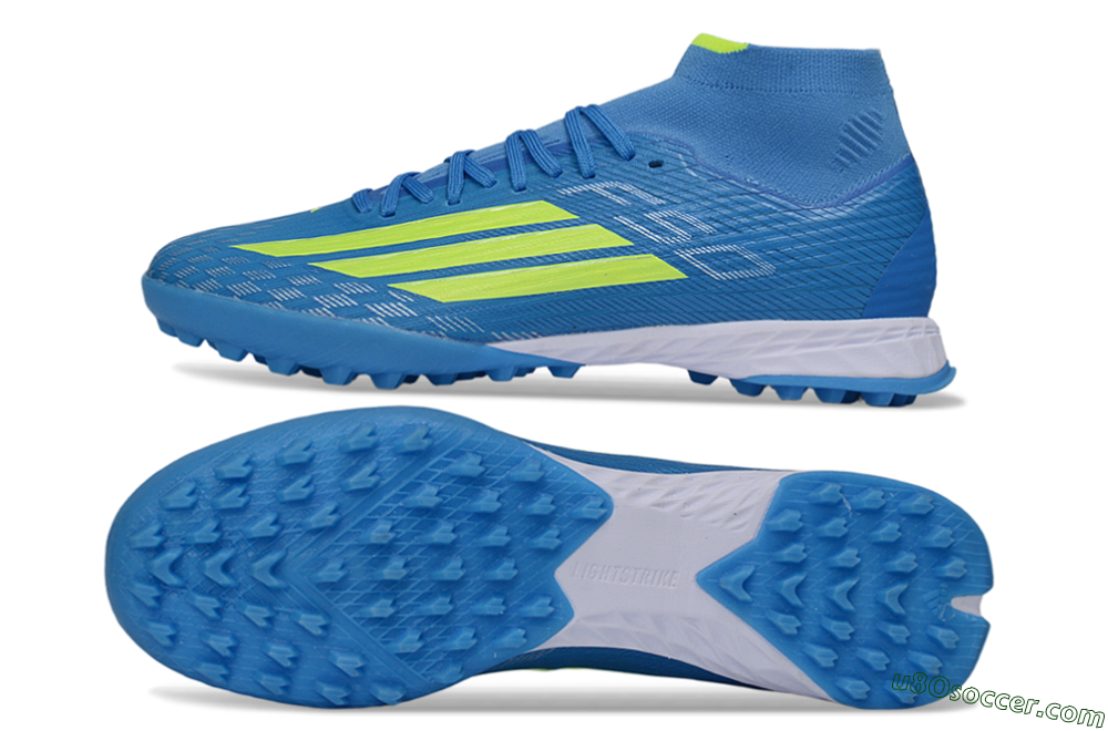 Adidas F50 Elite Mid TF Artificial Turf Soccer Shoes - Blue/Electric Yellow/Cyan 0