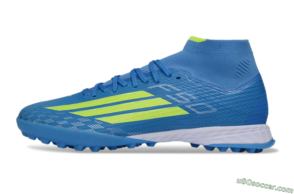 Adidas F50 Elite Mid TF Artificial Turf Soccer Shoes - Blue/Electric Yellow/Cyan 2