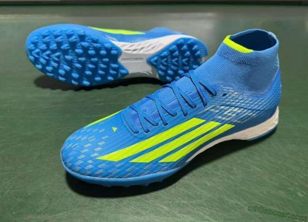 Adidas F50 Elite Mid TF Artificial Turf Soccer Shoes - Blue/Electric Yellow/Cyan