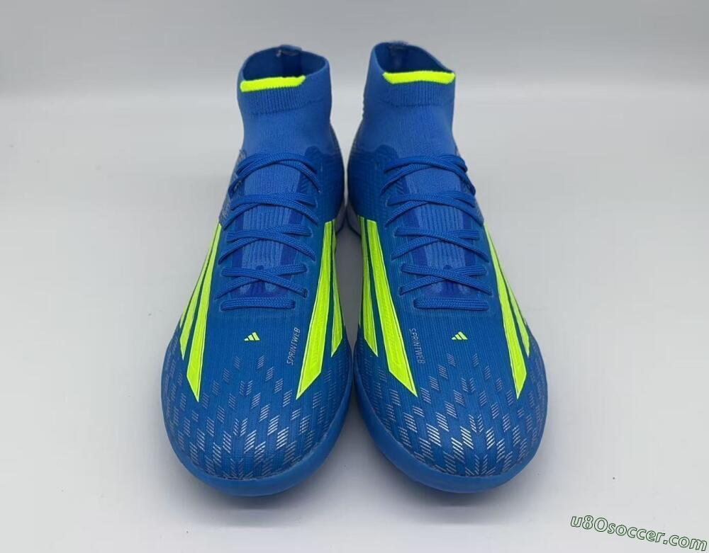 Adidas F50 Elite Mid TF Artificial Turf Soccer Shoes - Blue/Electric Yellow/Cyan