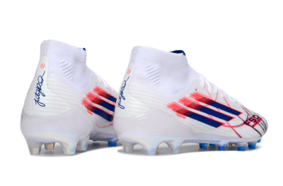 Adidas F50 Elite Mid FG Firm Ground Soccer Cleats - White/Electric Red/Deep Blue