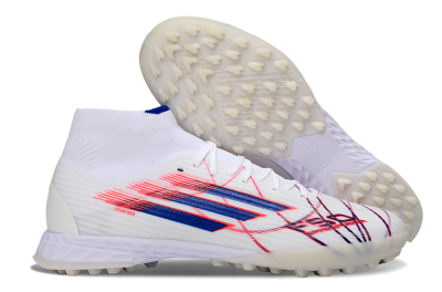 Adidas F50 Elite Mid TF Artificial Turf Soccer Shoes - White/Electric Red/Deep Blue