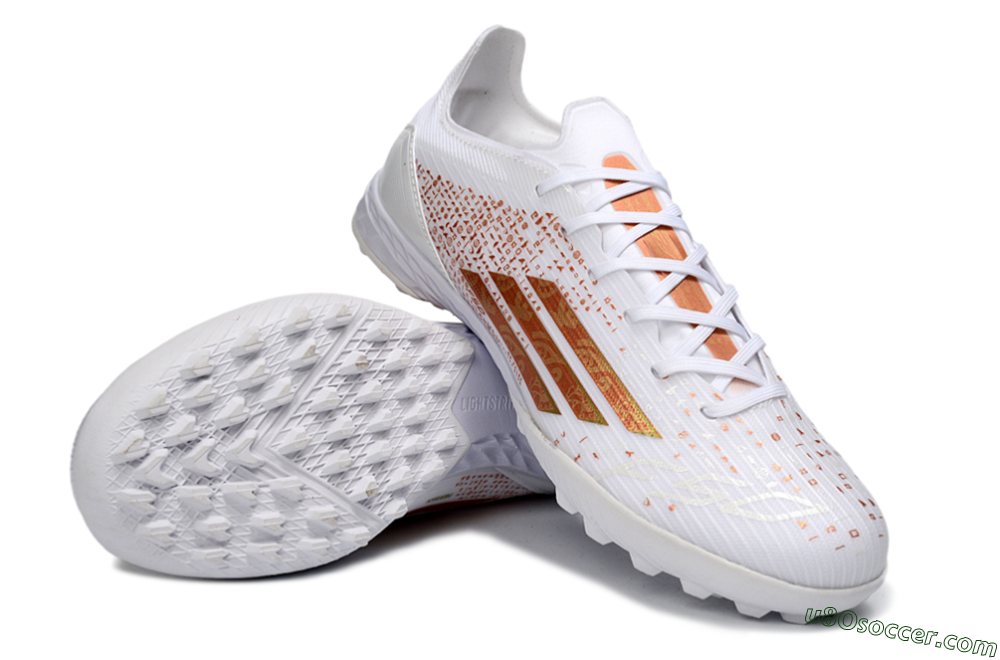 Adidas F50 Elite TF Artificial Turf Soccer Shoes - White/Rose Gold/Light Grey 3