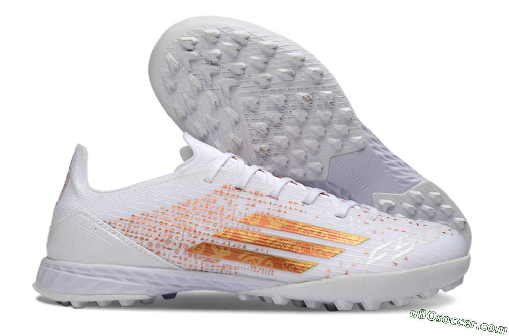 Adidas F50 Elite TF Artificial Turf Soccer Shoes - White/Rose Gold/Light Grey 1