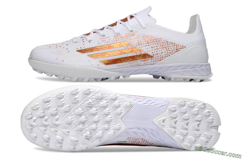 Adidas F50 Elite TF Artificial Turf Soccer Shoes - White/Rose Gold/Light Grey 0