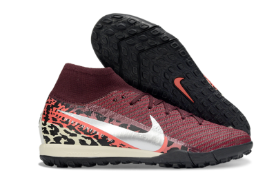 Nike Air Zoom Mercurial Superfly 10 Elite TF Artificial Turf Soccer Shoes - Red/Berry Red/Black Leopard