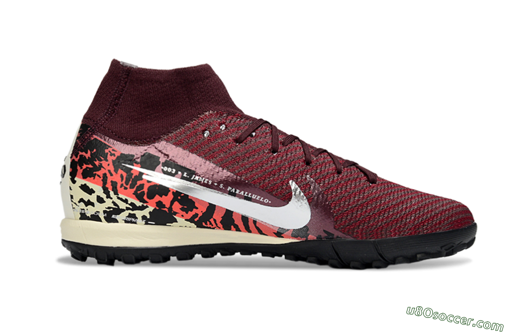 Nike Air Zoom Mercurial Superfly 10 Elite TF Artificial Turf Soccer Shoes - Red/Berry Red/Black Leopard 7