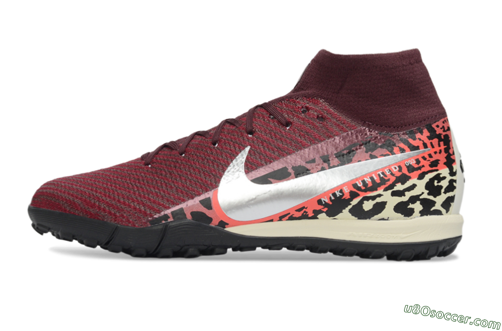 Nike Air Zoom Mercurial Superfly 10 Elite TF Artificial Turf Soccer Shoes - Red/Berry Red/Black Leopard 2