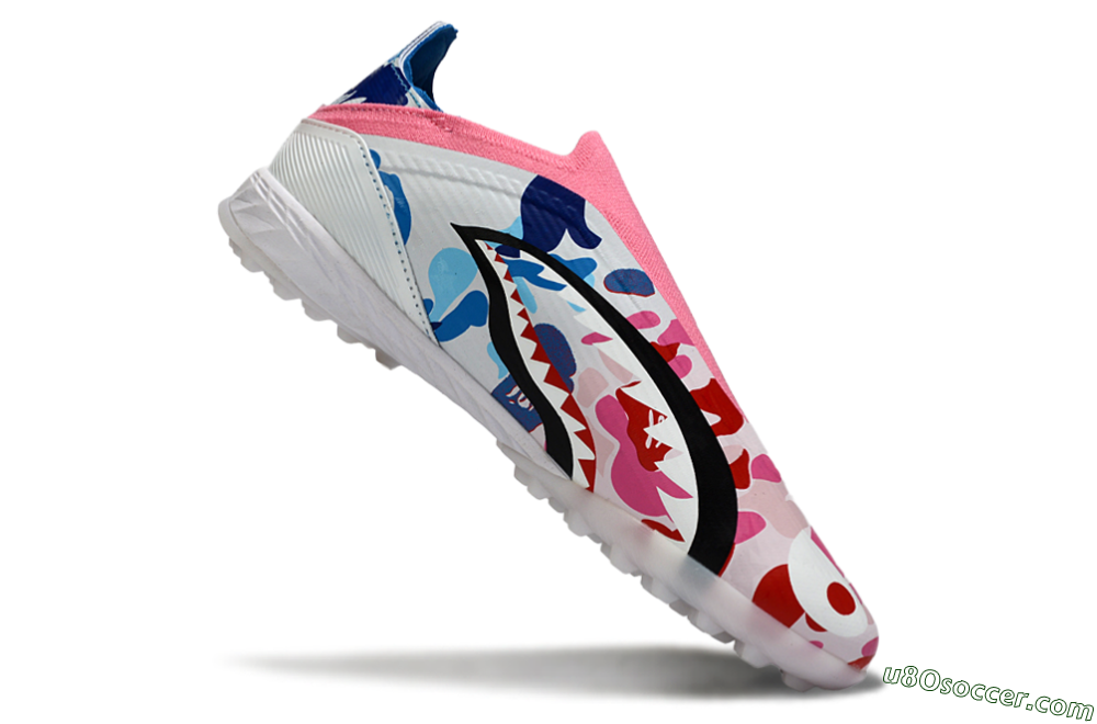 Adidas F50 Elite Laceless TF Artificial Turf Soccer Shoes - Pink/Ocean Blue/Coral Pink 5