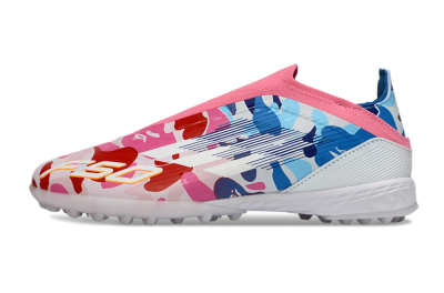 Adidas F50 Elite Laceless TF Artificial Turf Soccer Shoes - Pink/Ocean Blue/Coral Pink