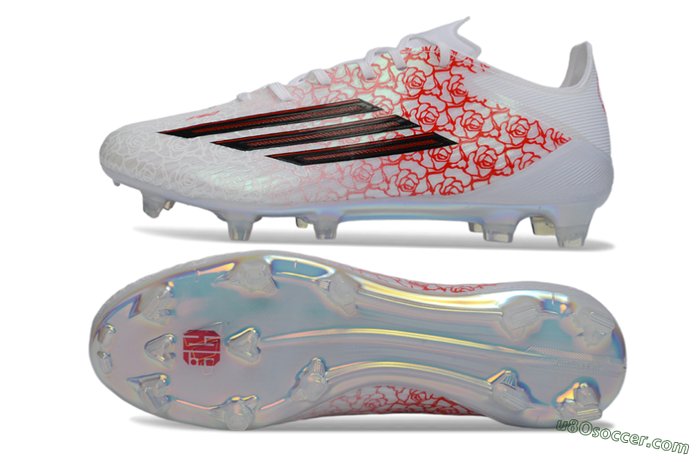 Adidas F50 Elite FG Firm Ground Soccer Cleats - White/Crimson Rose/Iridescent Sparkle 0