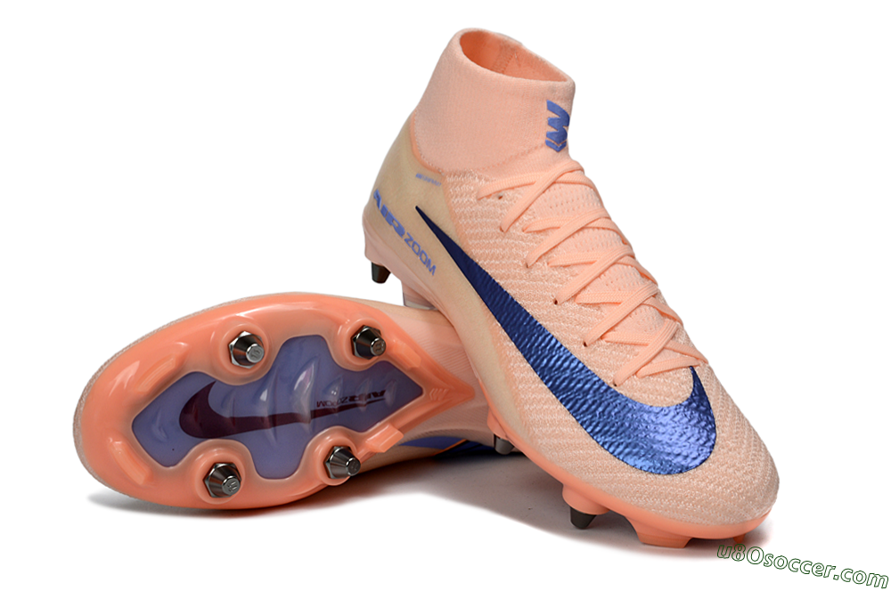 Nike Air Zoom Mercurial Superfly 10 Elite SG Soft Ground Soccer Cleats - Peach/Coral Blast/Deep Blue 3