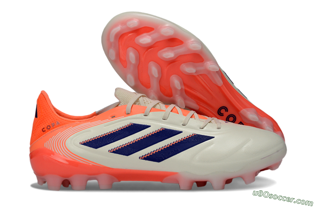 Adidas Copa Pure 3 AG Artificial Grass Soccer Cleats - Cream/Coral Orange/Navy Blue 1