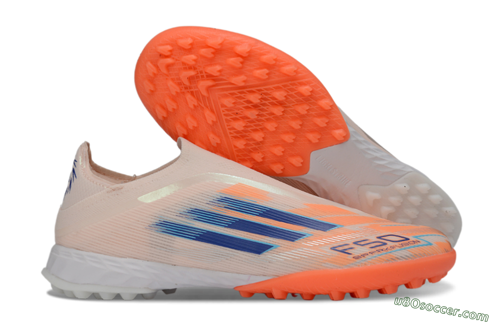 Adidas F50 Pro Laceless TF Artificial Turf Soccer Shoes - Pink/Coral Splash/Deep Ocean 1