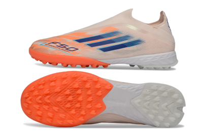 Adidas F50 Pro Laceless TF Artificial Turf Soccer Shoes - Pink/Coral Splash/Deep Ocean