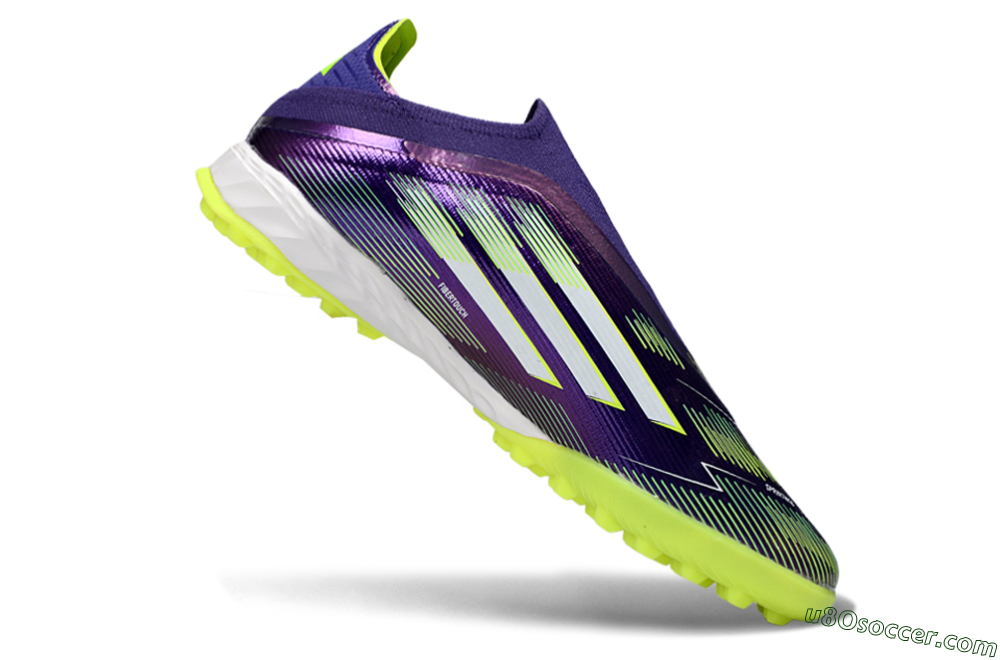 Adidas F50 Pro Laceless TF Artificial Turf Soccer Shoes - Purple/Lime Green/White 4