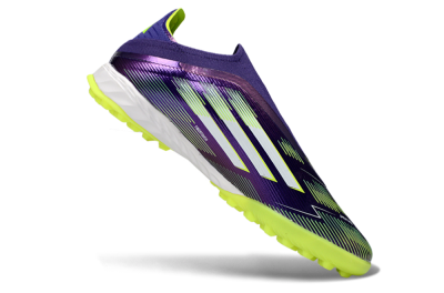 Adidas F50 Pro Laceless TF Artificial Turf Soccer Shoes - Purple/Lime Green/White
