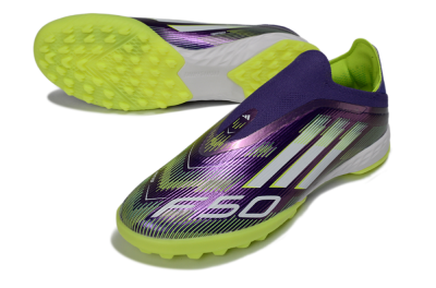 Adidas F50 Pro Laceless TF Artificial Turf Soccer Shoes - Purple/Lime Green/White