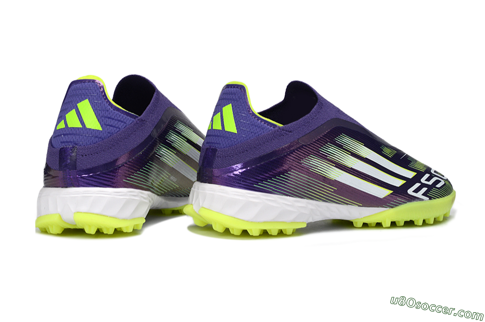 Adidas F50 Pro Laceless TF Artificial Turf Soccer Shoes - Purple/Lime Green/White 6