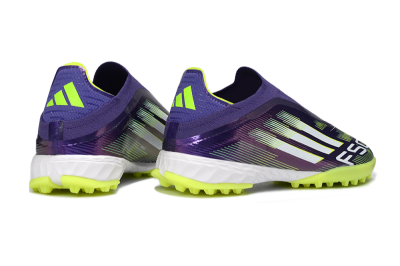Adidas F50 Pro Laceless TF Artificial Turf Soccer Shoes - Purple/Lime Green/White