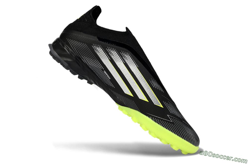 Adidas F50 Pro Laceless TF Artificial Turf Soccer Shoes - Black/Electric Yellow/Neon Green 4