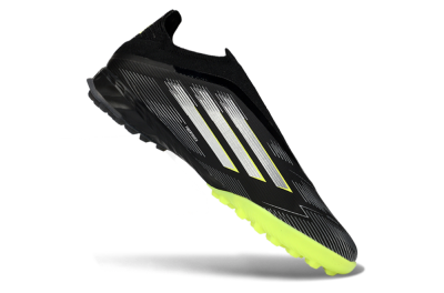 Adidas F50 Pro Laceless TF Artificial Turf Soccer Shoes - Black/Electric Yellow/Neon Green