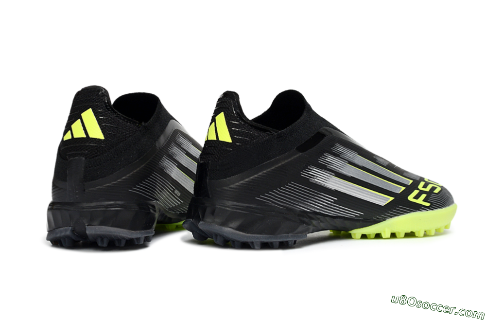 Adidas F50 Pro Laceless TF Artificial Turf Soccer Shoes - Black/Electric Yellow/Neon Green 6