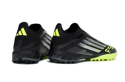 Adidas F50 Pro Laceless TF Artificial Turf Soccer Shoes - Black/Electric Yellow/Neon Green