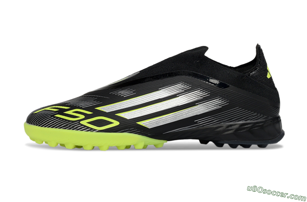 Adidas F50 Pro Laceless TF Artificial Turf Soccer Shoes - Black/Electric Yellow/Neon Green 2