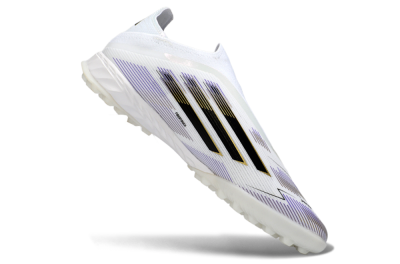 Adidas F50 Pro Laceless TF Artificial Turf Soccer Shoes - White/Black/Gold