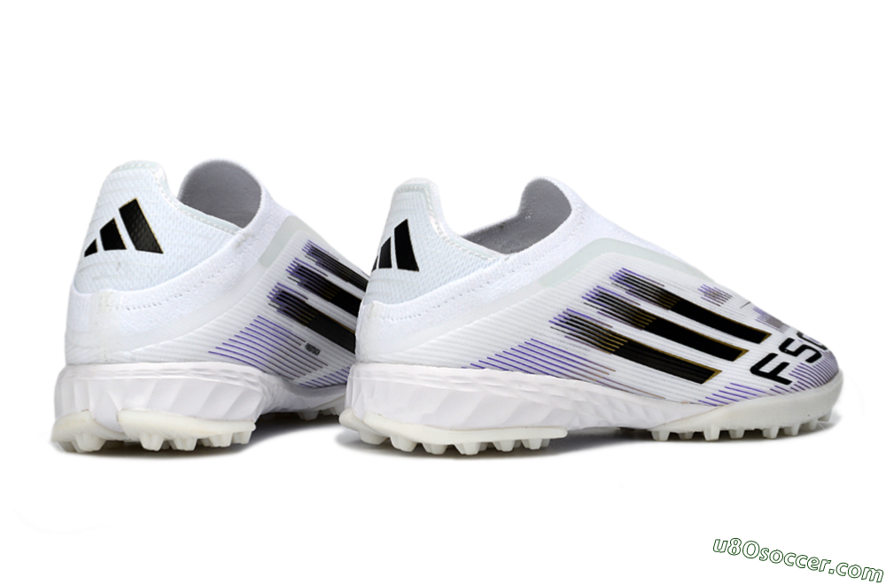 Adidas F50 Pro Laceless TF Artificial Turf Soccer Shoes - White/Black/Gold 6