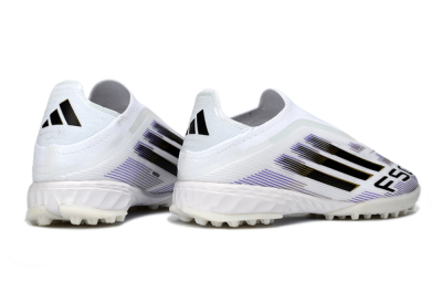 Adidas F50 Pro Laceless TF Artificial Turf Soccer Shoes - White/Black/Gold