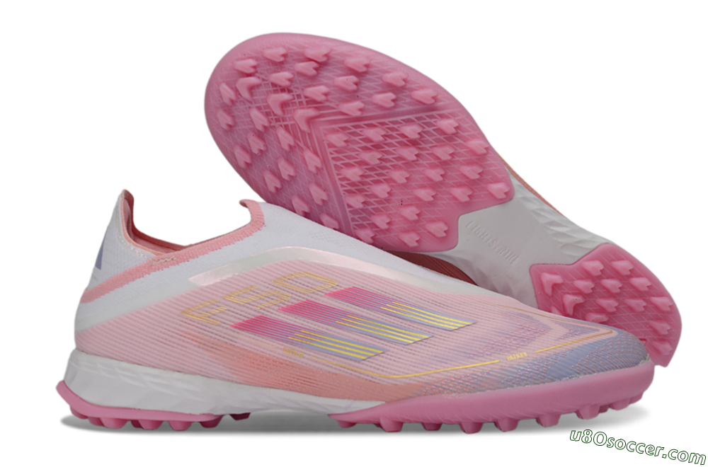Adidas F50 Pro Laceless TF Artificial Turf Soccer Shoes - Pink/Blush Pink/Soft Coral 1