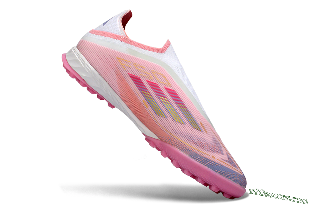 Adidas F50 Pro Laceless TF Artificial Turf Soccer Shoes - Pink/Blush Pink/Soft Coral 4