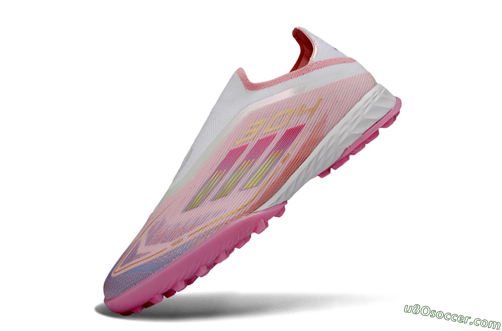 Adidas F50 Pro Laceless TF Artificial Turf Soccer Shoes - Pink/Blush Pink/Soft Coral 5