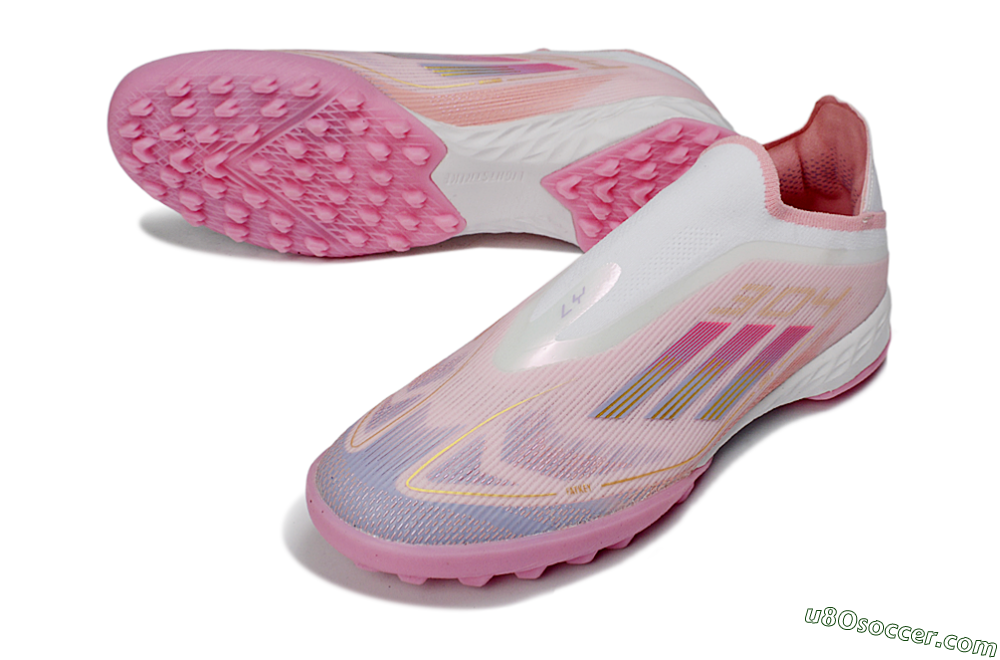 Adidas F50 Pro Laceless TF Artificial Turf Soccer Shoes - Pink/Blush Pink/Soft Coral 3