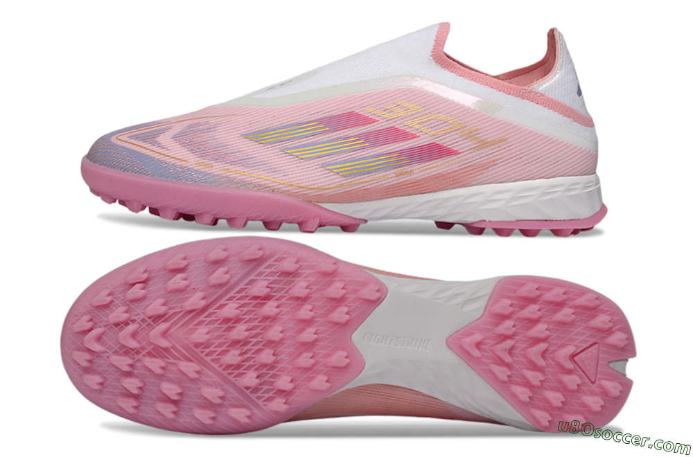 Adidas F50 Pro Laceless TF Artificial Turf Soccer Shoes - Pink/Blush Pink/Soft Coral 0