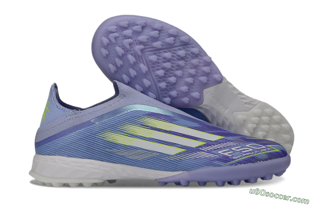 Adidas F50 Pro Laceless TF Artificial Turf Soccer Shoes - Purple/Vibrant Lilac/Neon Yellow 1