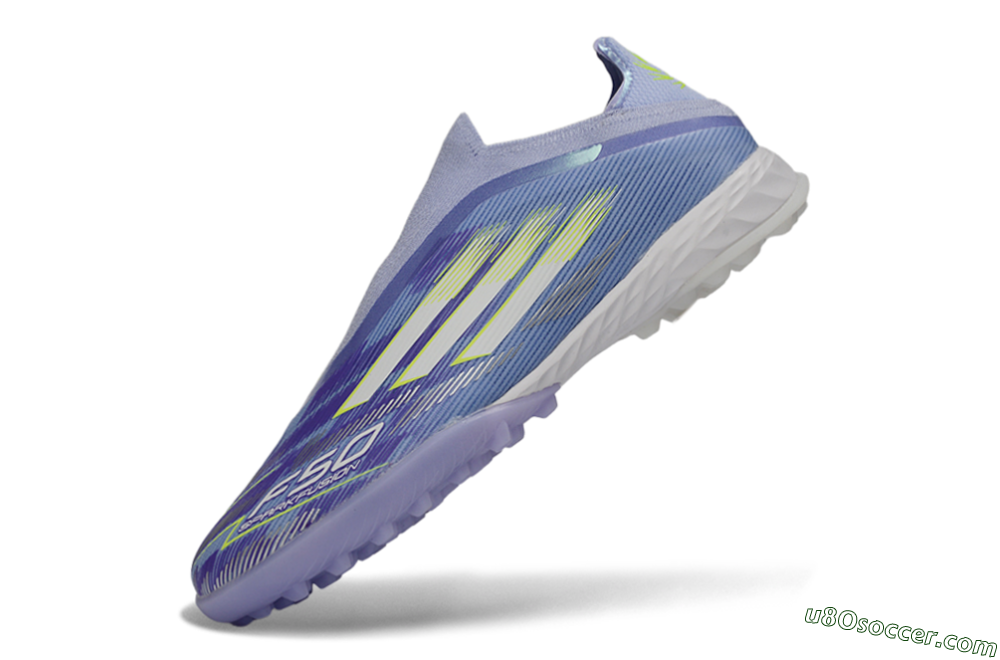 Adidas F50 Pro Laceless TF Artificial Turf Soccer Shoes - Purple/Vibrant Lilac/Neon Yellow 5