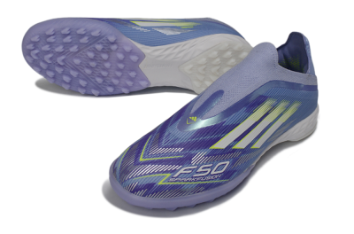 Adidas F50 Pro Laceless TF Artificial Turf Soccer Shoes - Purple/Vibrant Lilac/Neon Yellow