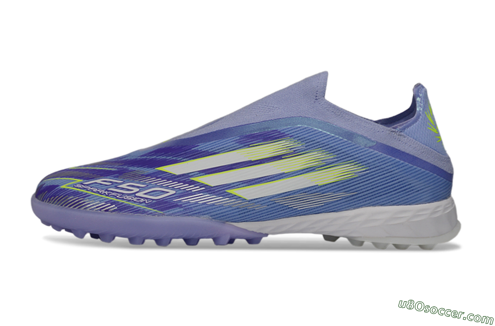 Adidas F50 Pro Laceless TF Artificial Turf Soccer Shoes - Purple/Vibrant Lilac/Neon Yellow 2