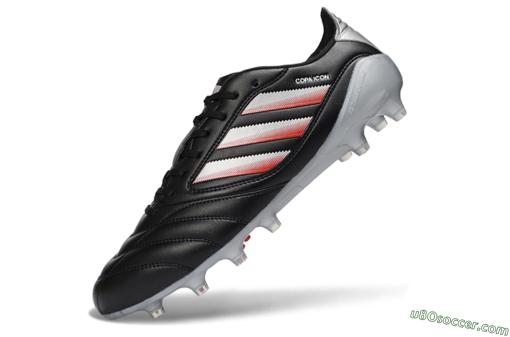 Adidas Copa Icon 2 FG Firm Ground Soccer Cleats - Black/Crimson Red/Metallic Silver 5