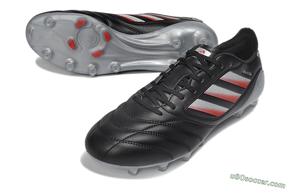 Adidas Copa Icon 2 FG Firm Ground Soccer Cleats - Black/Crimson Red/Metallic Silver 3