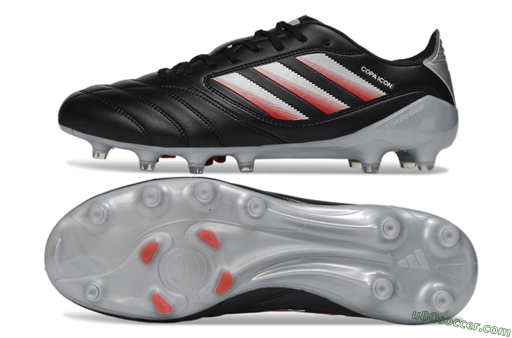 Adidas Copa Icon 2 FG Firm Ground Soccer Cleats - Black/Crimson Red/Metallic Silver 0