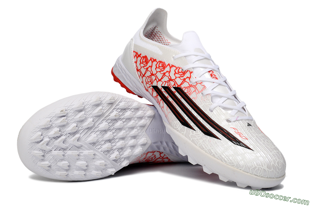 Adidas F50 Pro TF Artificial Turf Soccer Shoes - White/Crimson Red/Black 3