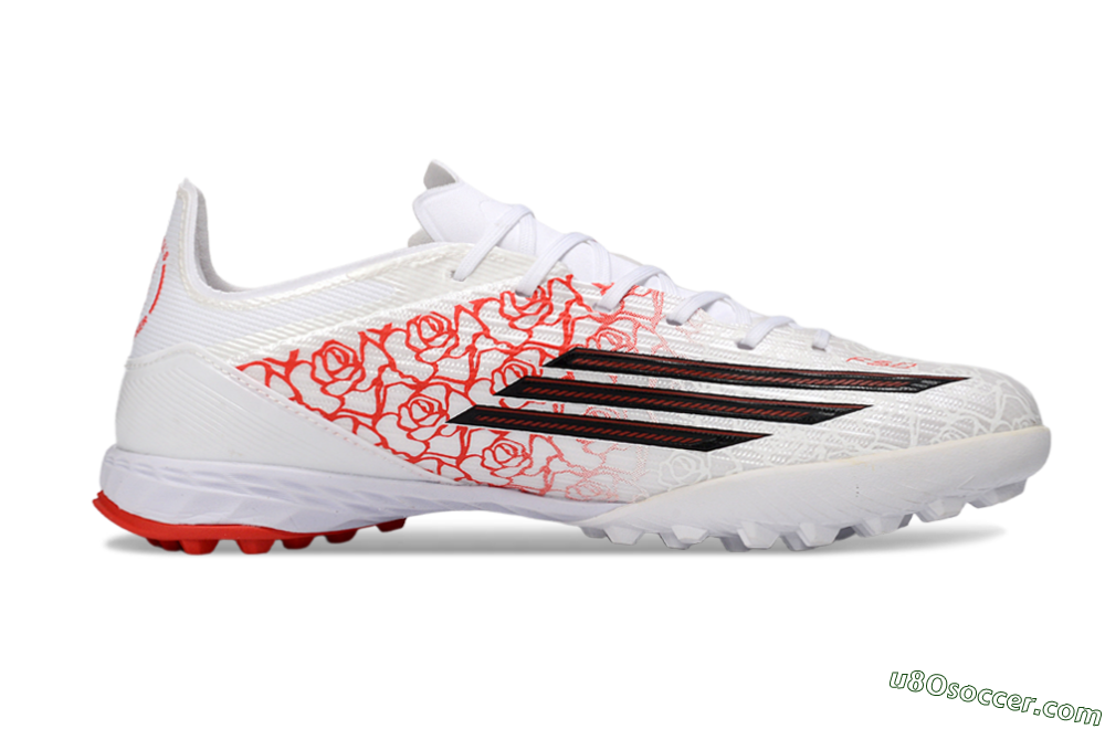 Adidas F50 Pro TF Artificial Turf Soccer Shoes - White/Crimson Red/Black 7