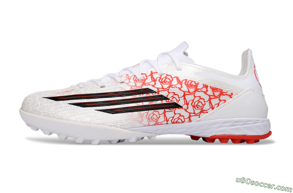 Adidas F50 Pro TF Artificial Turf Soccer Shoes - White/Crimson Red/Black 2