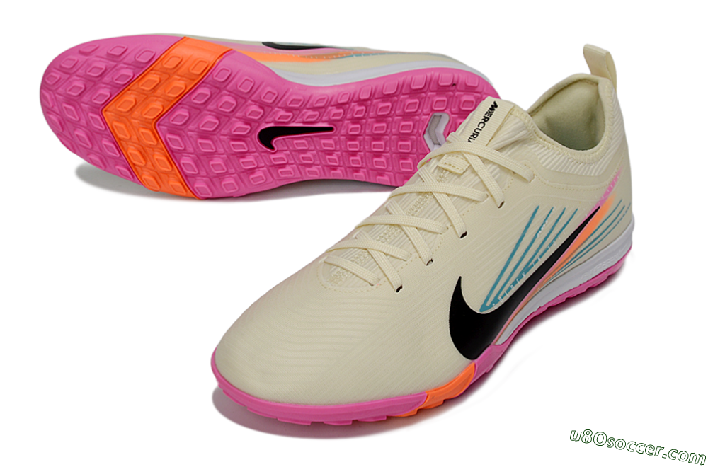 Nike Air Zoom Mercurial Vapor 16 Pro TF Artificial Turf Soccer Shoes - Beige/Neon Pink/Luminous Orange 3
